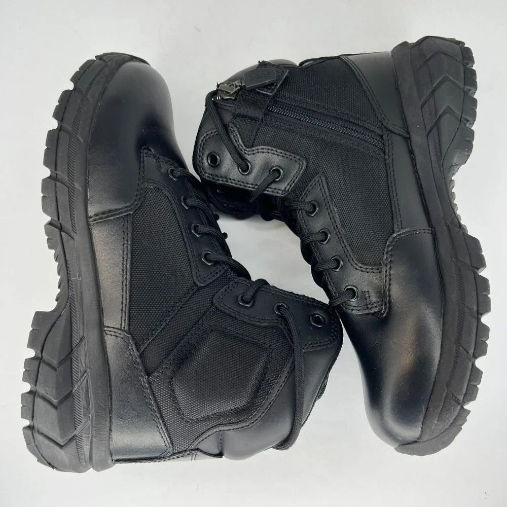 Interceptor Mens MNIN48DP001 Black Leather Mid Lace Up Size 7.5 Combat Boots